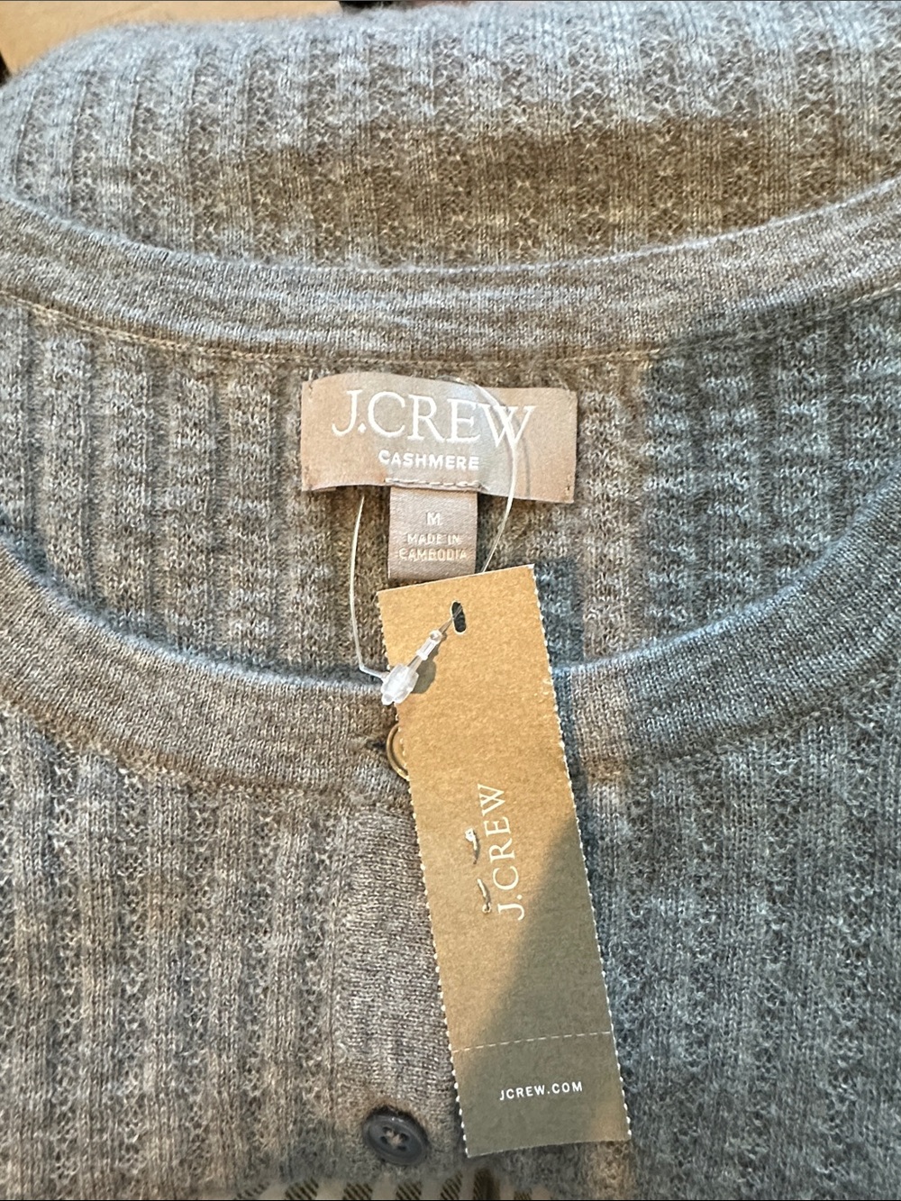 J. Crew Featherweight cashmere pointelle cardigan - Hthr Graphite - Picture 8 of 8